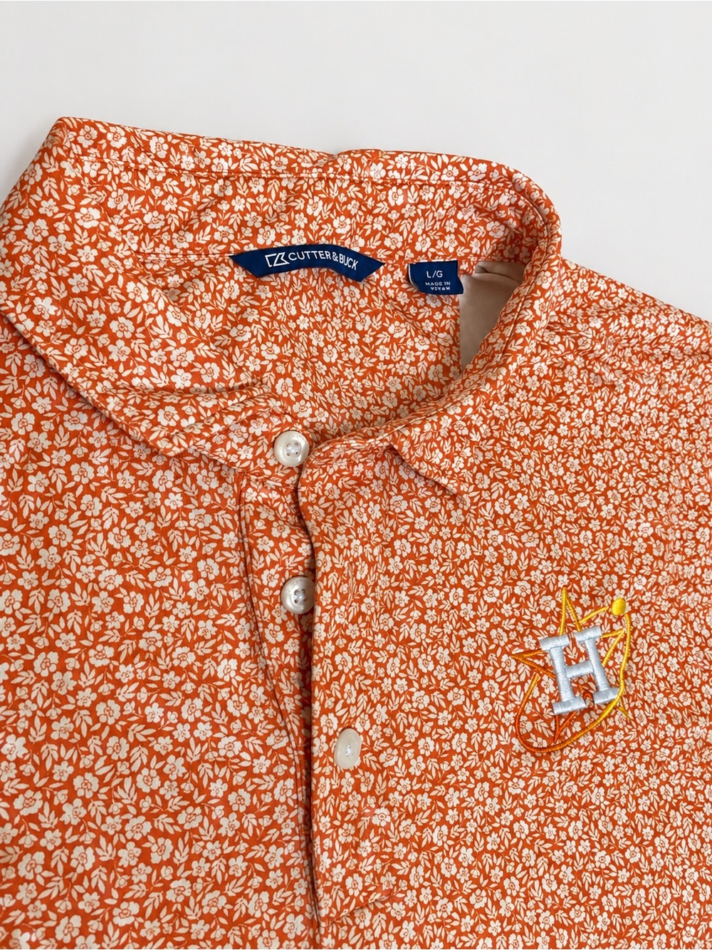 Houston Astros Orange Floral Polo by Cutter & Buck